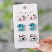 Nurse icon earring stud set (3 pair) - Image 4
