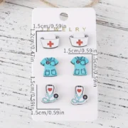 Nurse icon earring stud set (3 pair) - Image 3