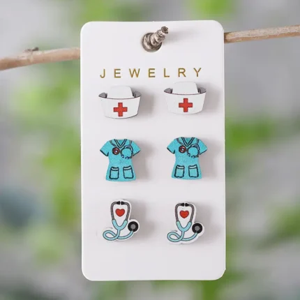 Nurse icon earring stud set (3 pair)