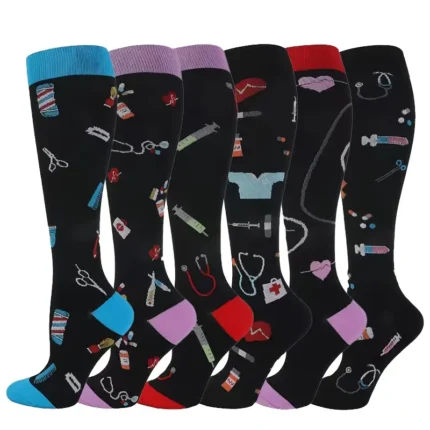 Novelty compression nursing socks (6 pairs)