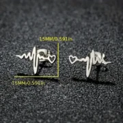 Heartbeat stainless‑steel earring studs (1 pair) - Image 4